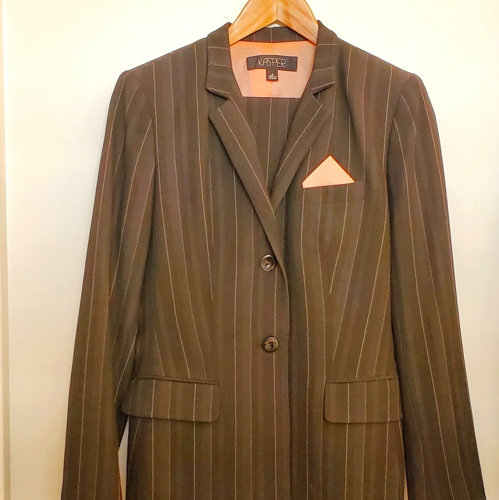 Black Pinstripe Pant Suit